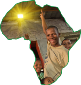 Happy kids with light in africa